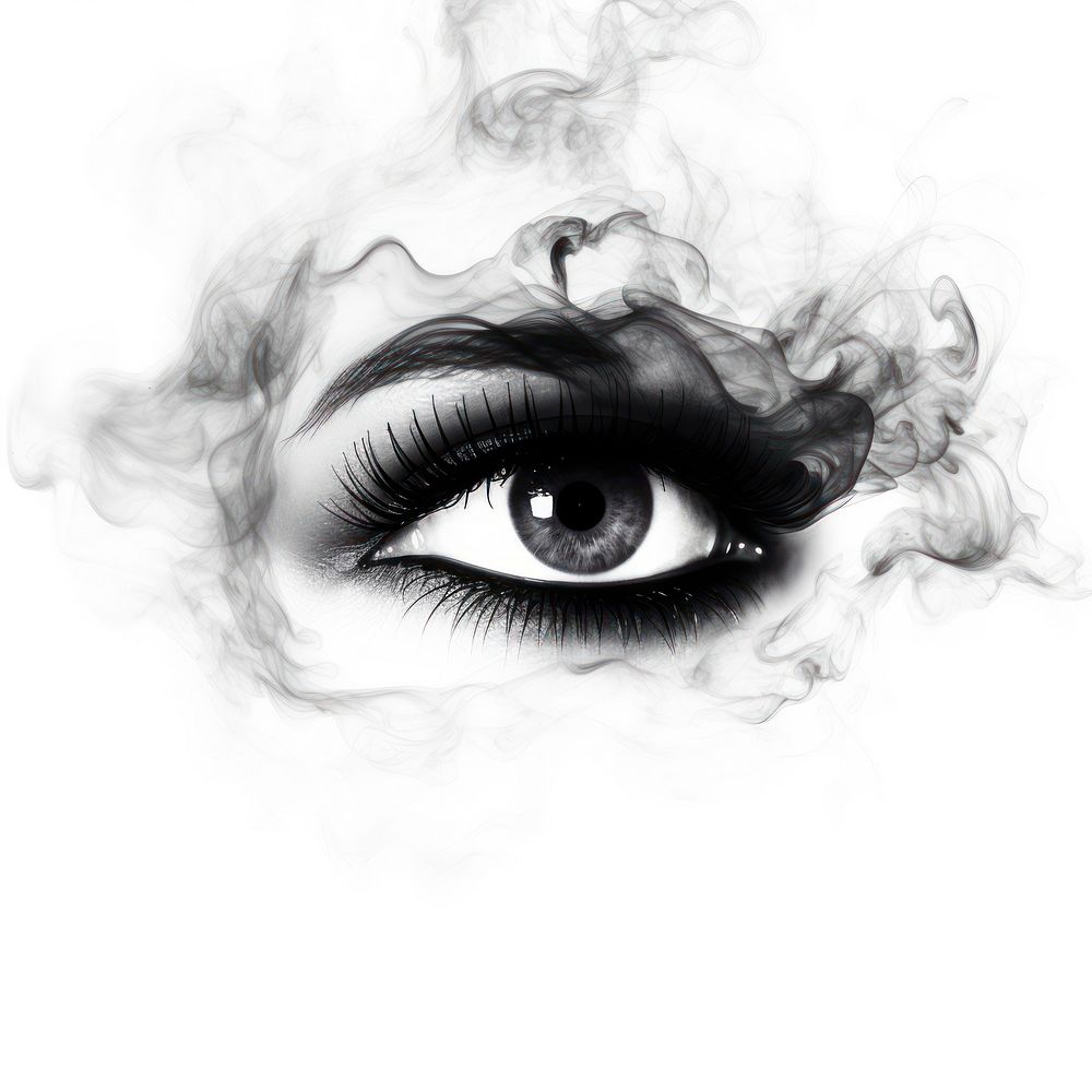 Abstract smoke of eye drawing sketch black.