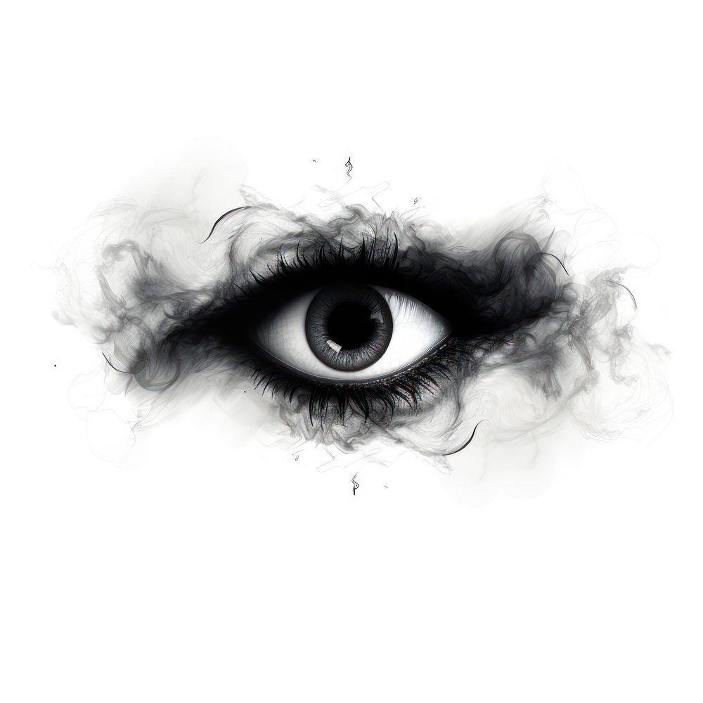 Abstract smoke of eye portrait drawing sketch.