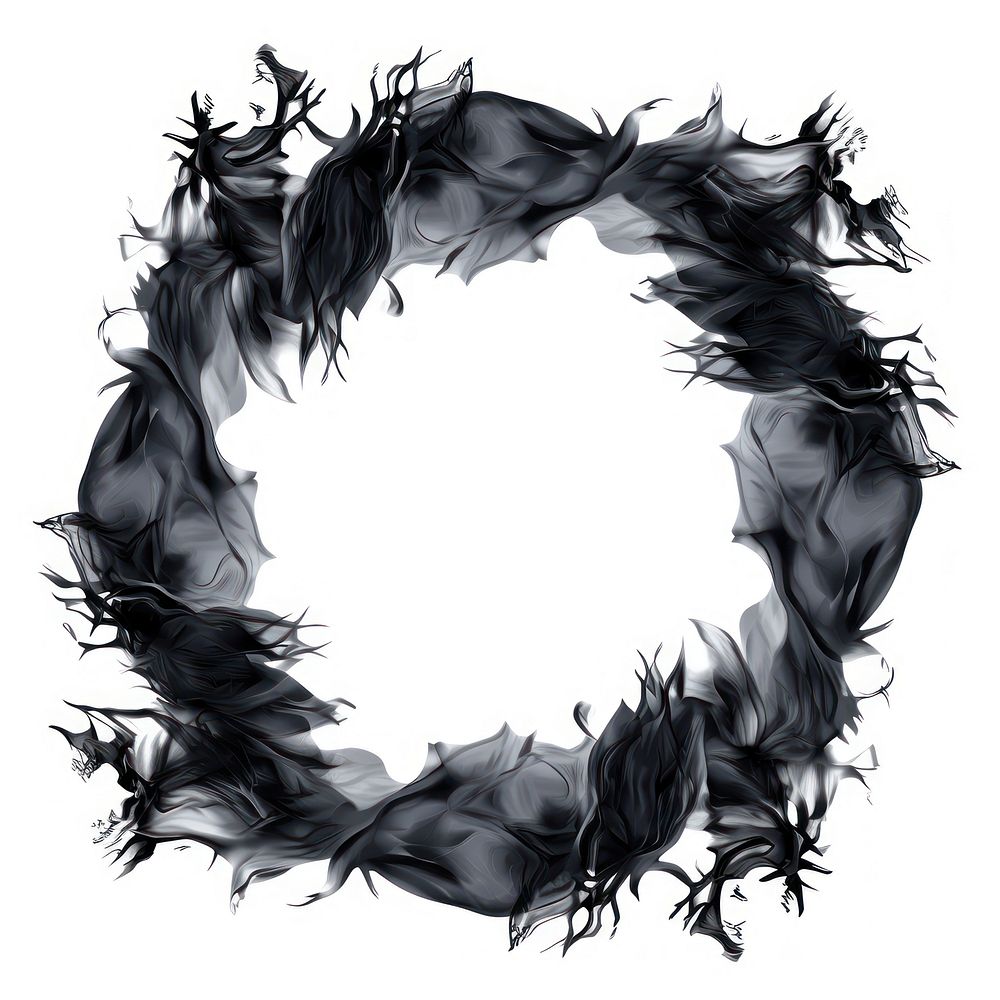 Abstract smoke of holly wreath shape black.