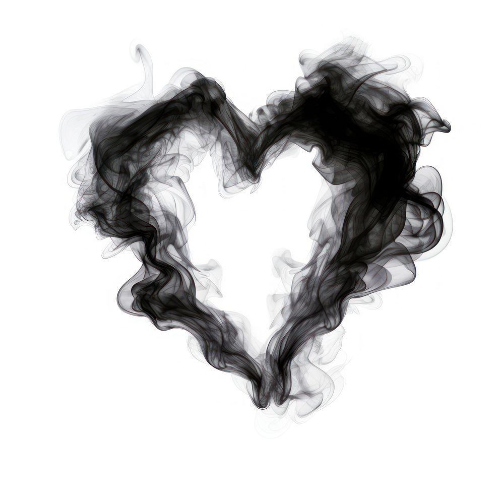 Abstract smoke of heart black white white background.