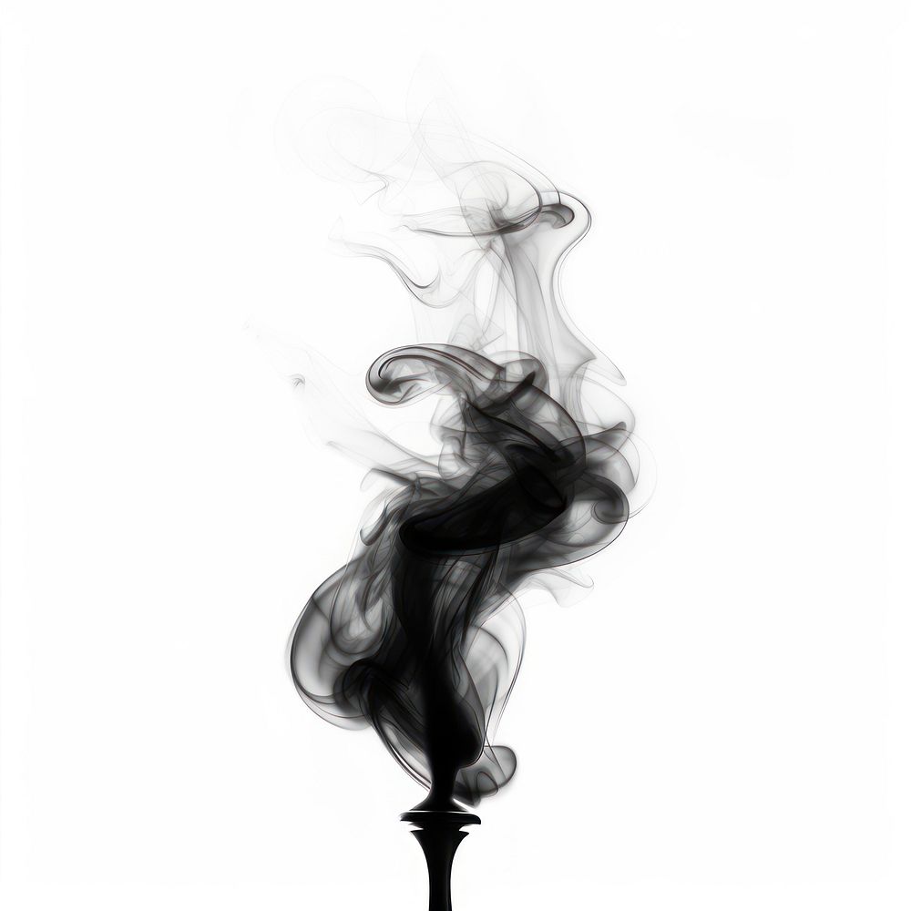 Abstract smoke of lamp black white white background.