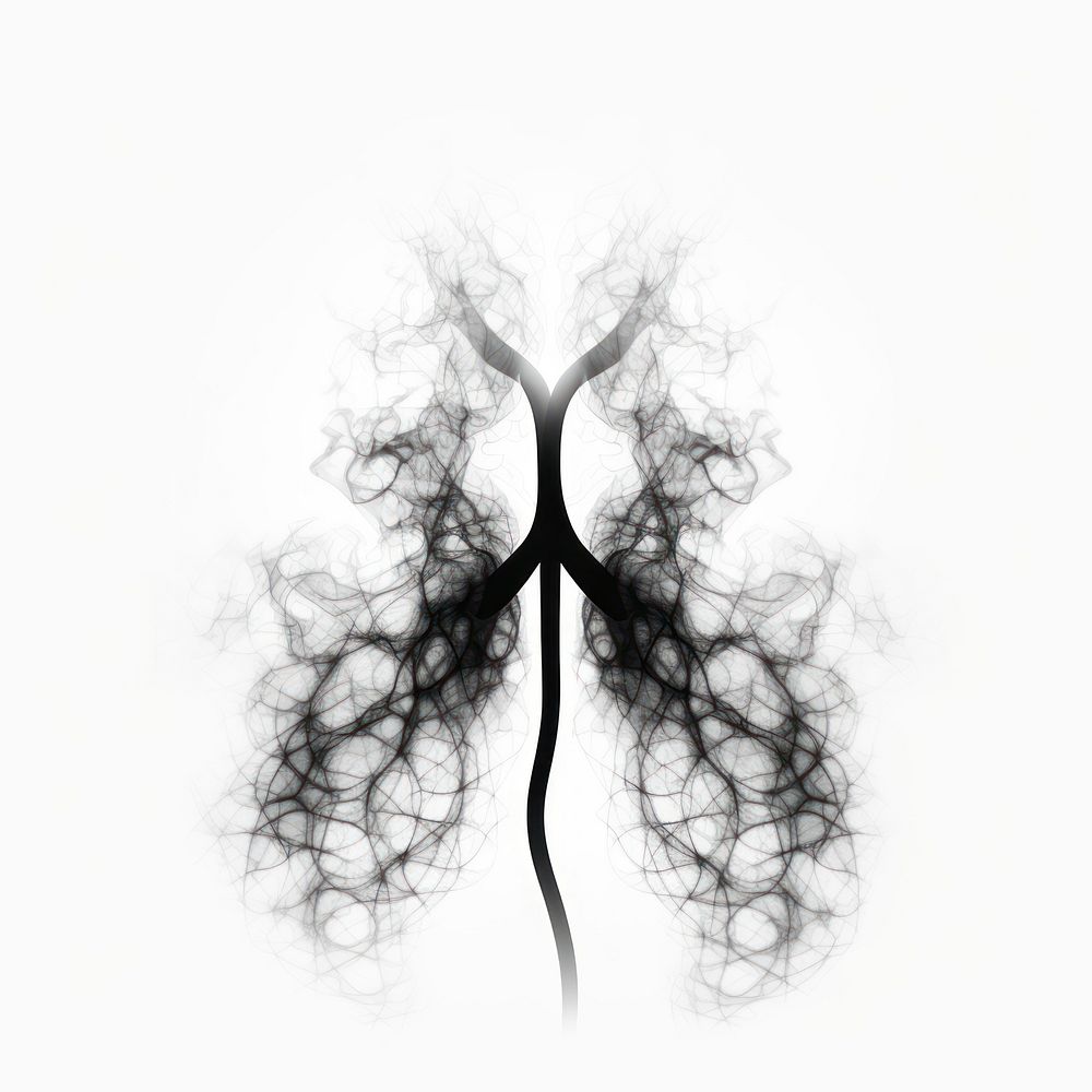 Abstract smoke of lungs sketch art white background.