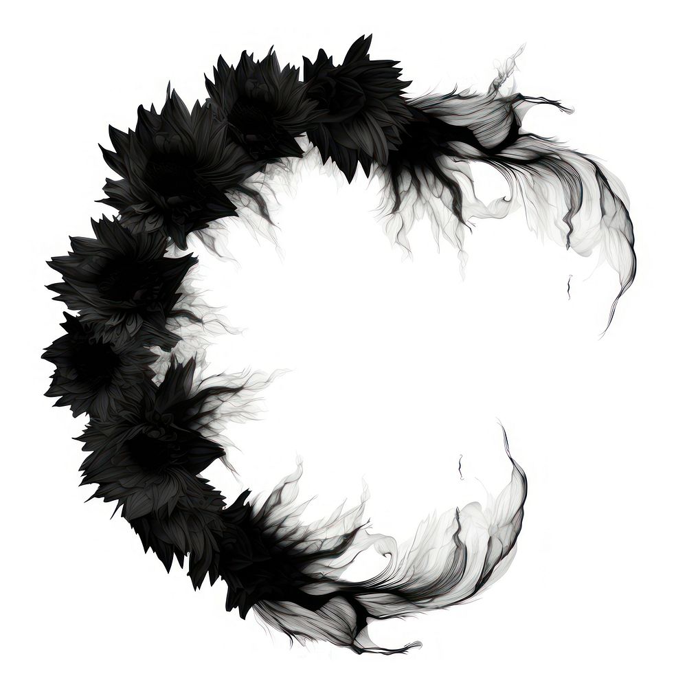 Abstract smoke of sunflower black white art.