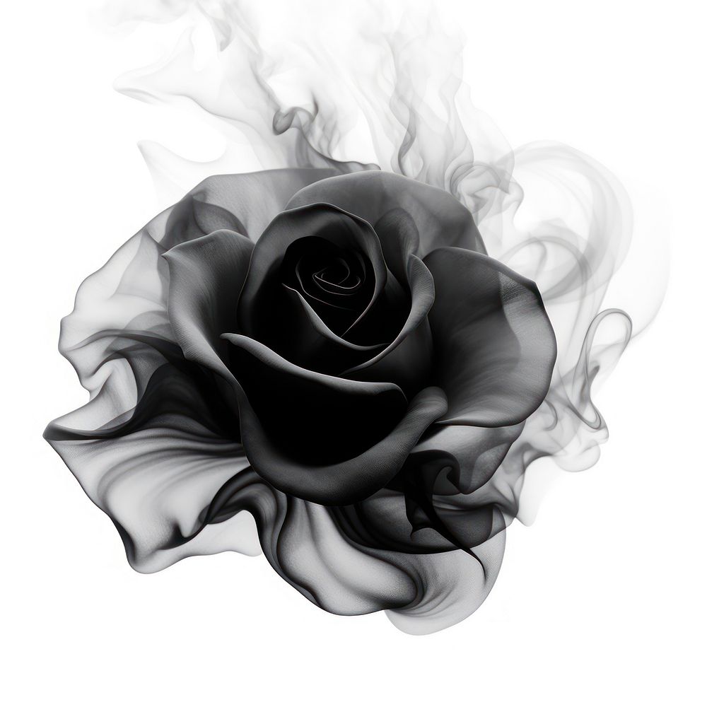 Abstract smoke of rose flower shape black.