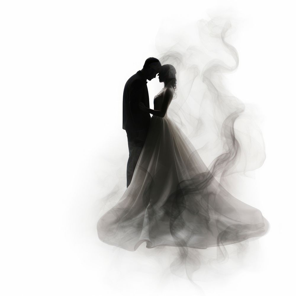Abstract smoke of wedding silhouette fashion dress.