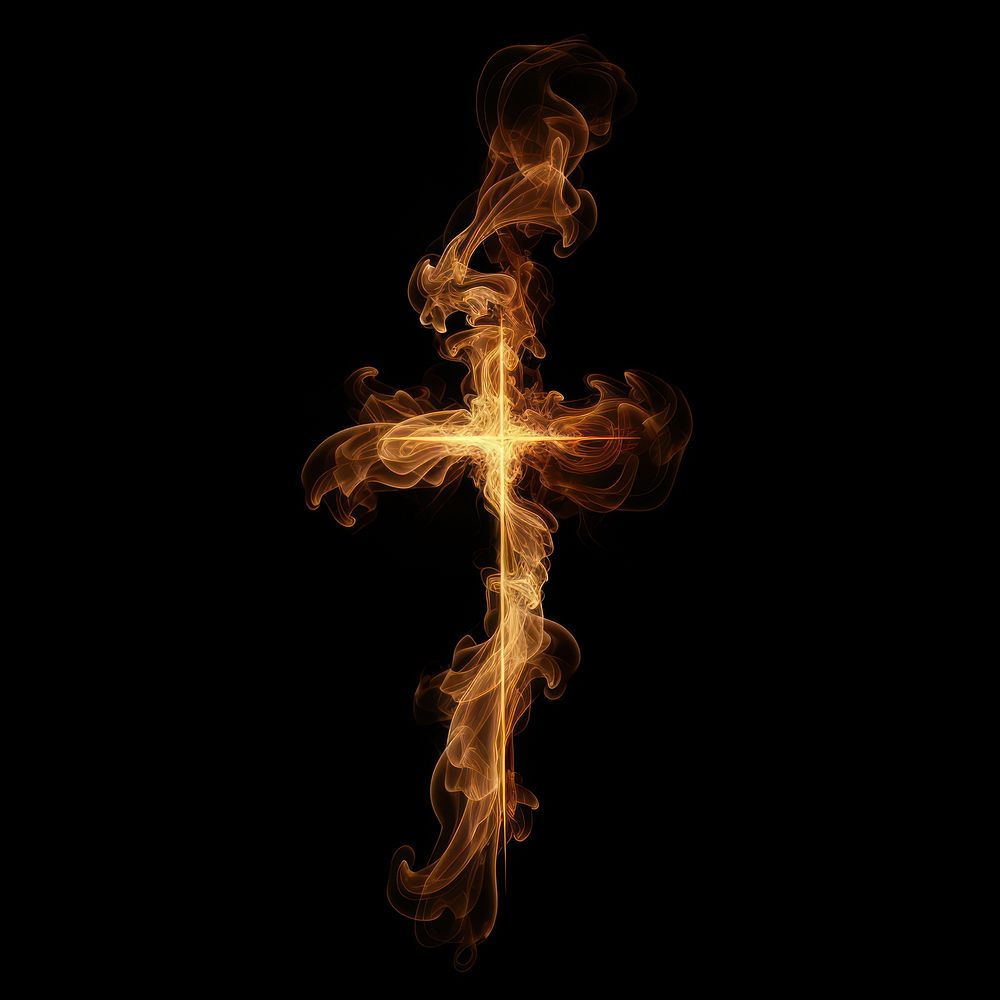 Abstract smoke of cross symbol fire spirituality.