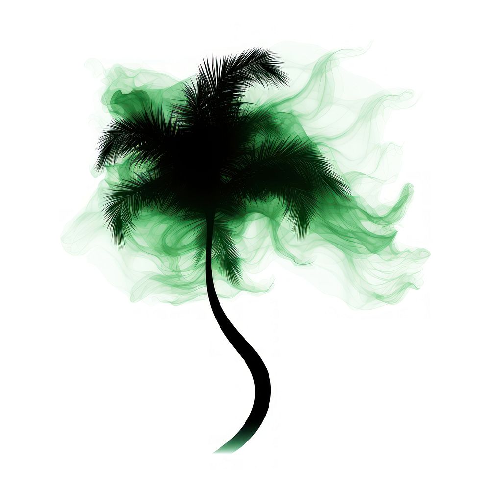 Abstract smoke of coconut green tree silhouette.