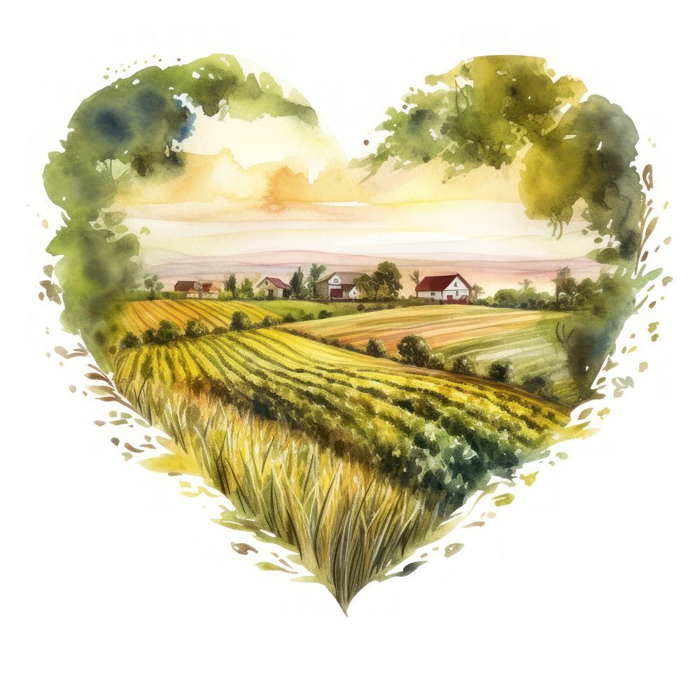 Heart watercolor agriculture outdoors painting nature.