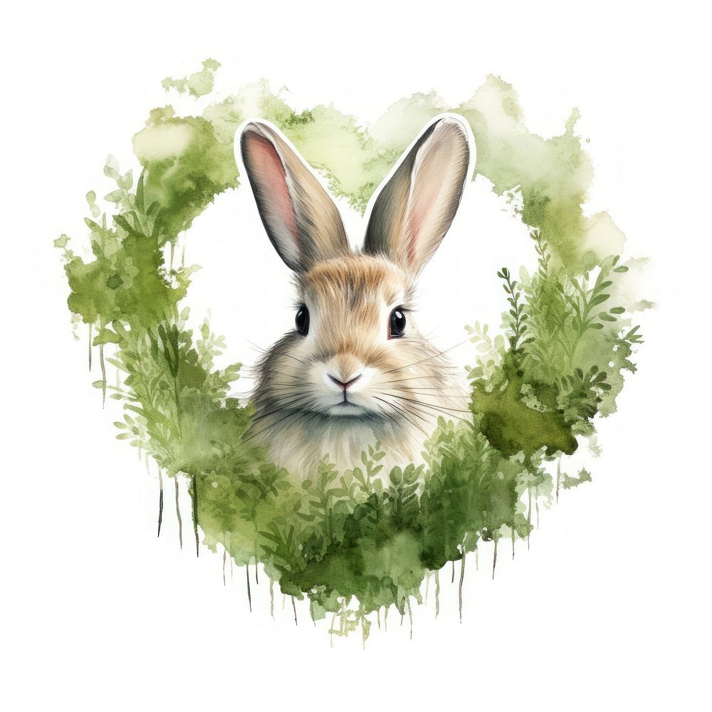 Heart watercolor rabbit rodent animal mammal.