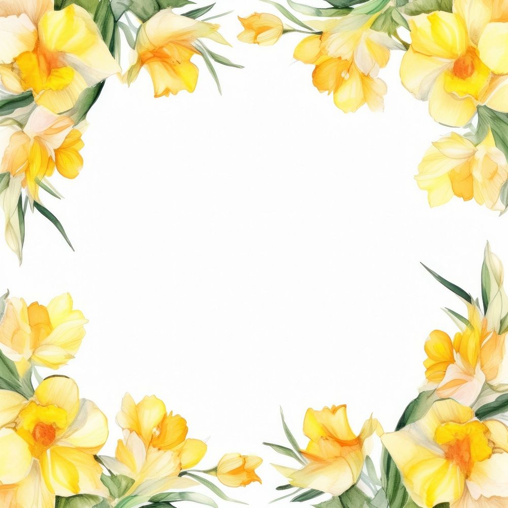 Daffodil border watercolor backgrounds pattern flower.