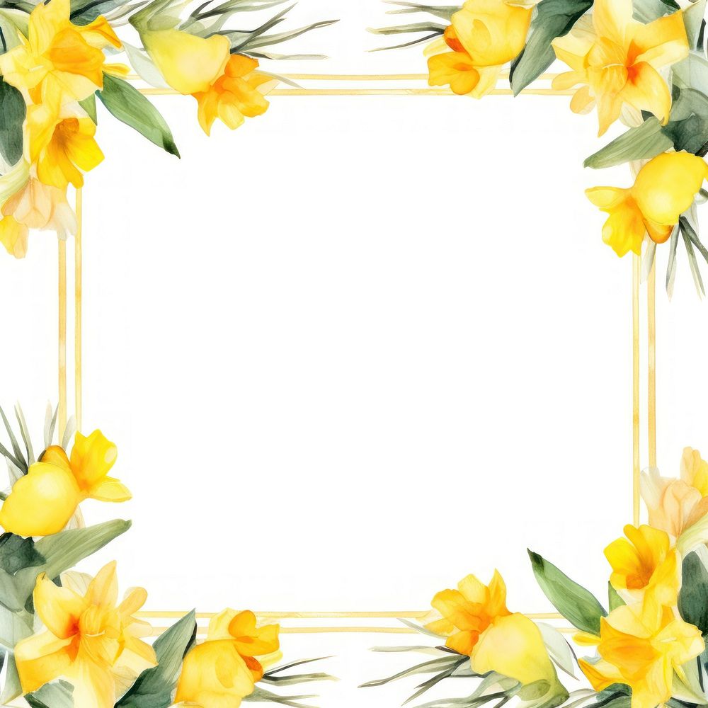 Daffodil border watercolor backgrounds flower plant.