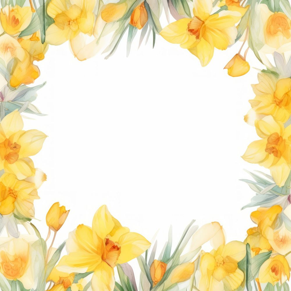Daffodil border watercolor backgrounds pattern flower.