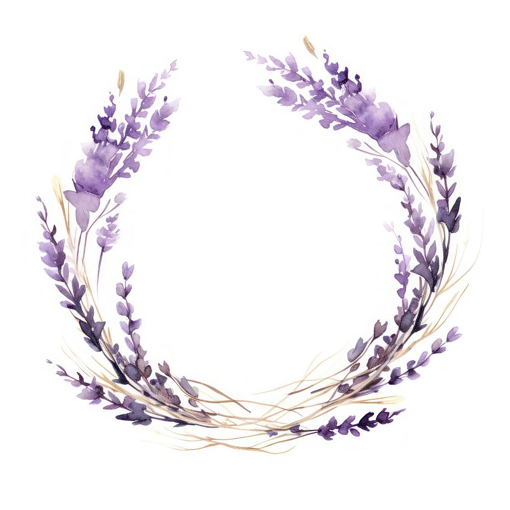 Lavender border watercolor circle flower purple.