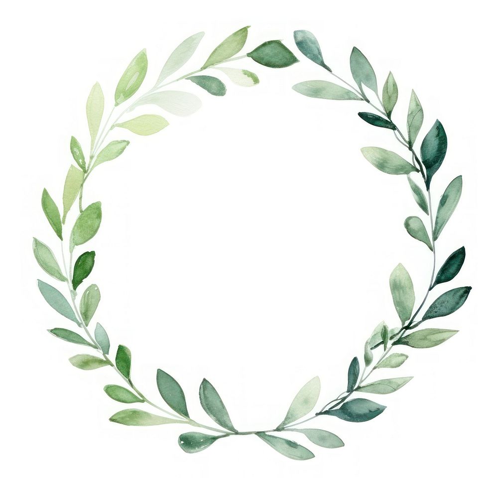 Leaf border watercolor pattern circle wreath.