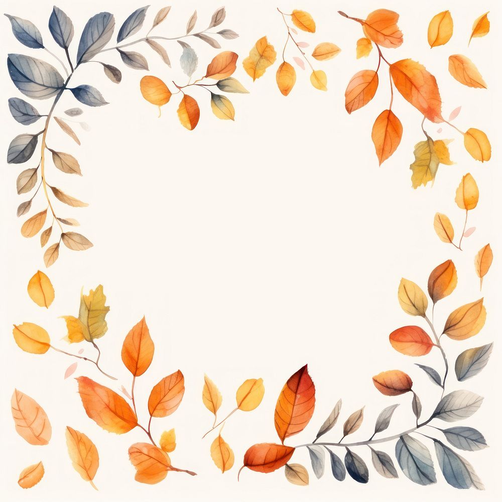Leaf border watercolor backgrounds pattern autumn.
