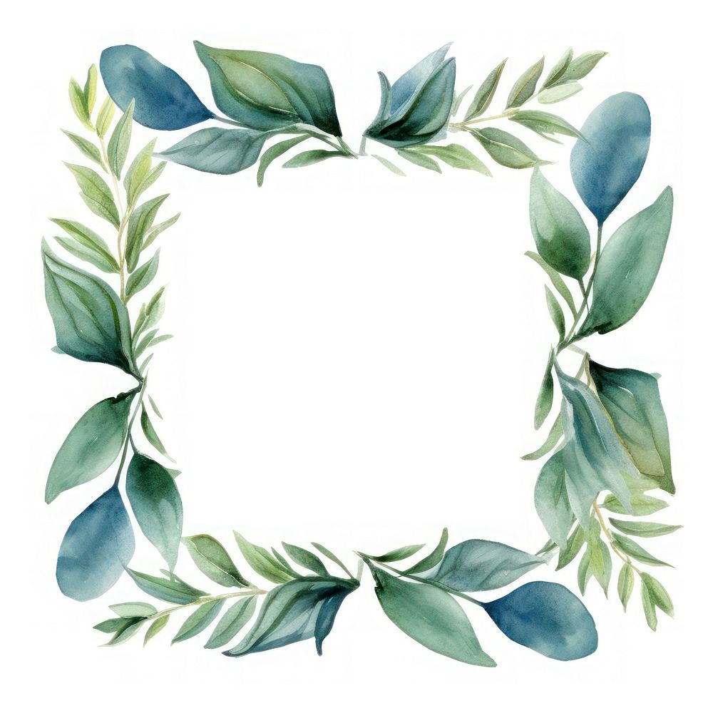 Leaf border watercolor pattern wreath plant.