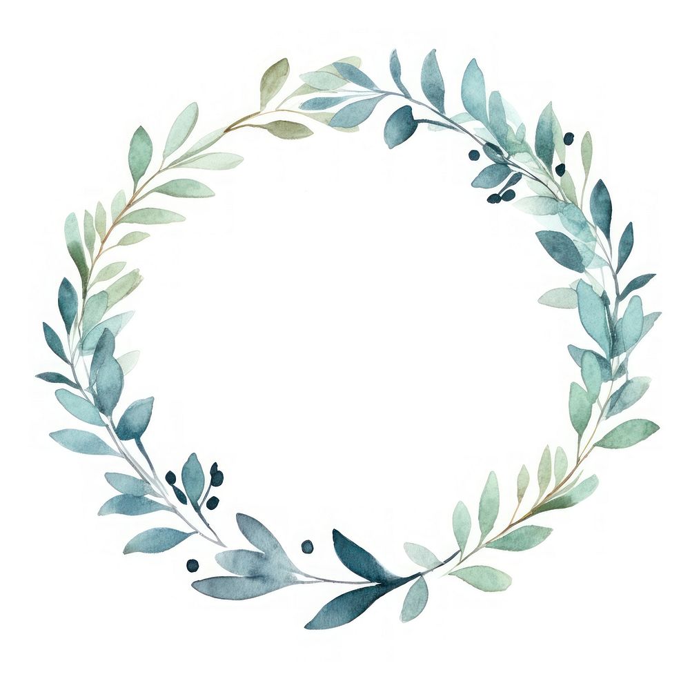 Leaf border watercolor pattern circle wreath.