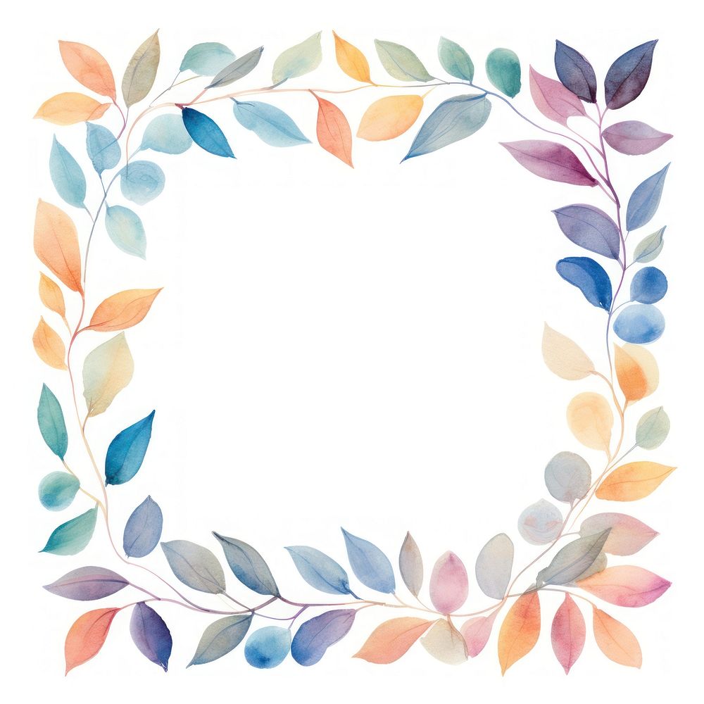Leaf border watercolor backgrounds pattern white background.