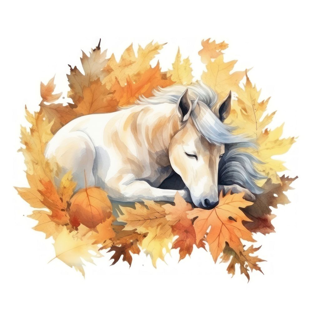 Watercolor horse sleeping animal cartoon mammal.