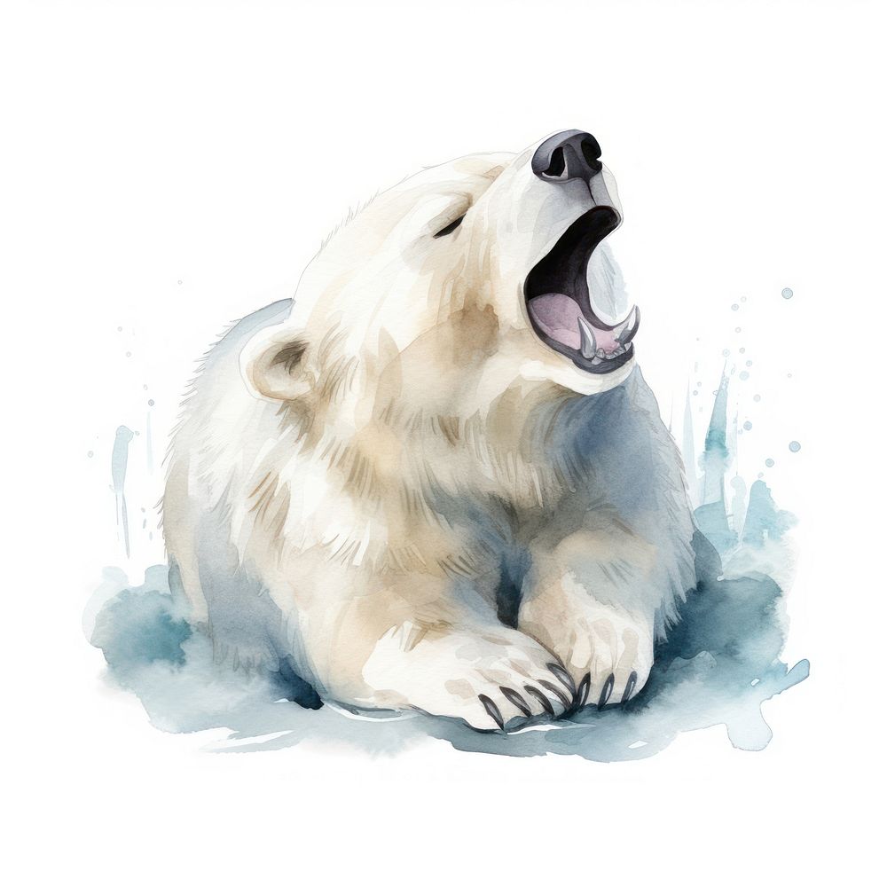 Watercolor polar bear sleeping animal cartoon mammal.