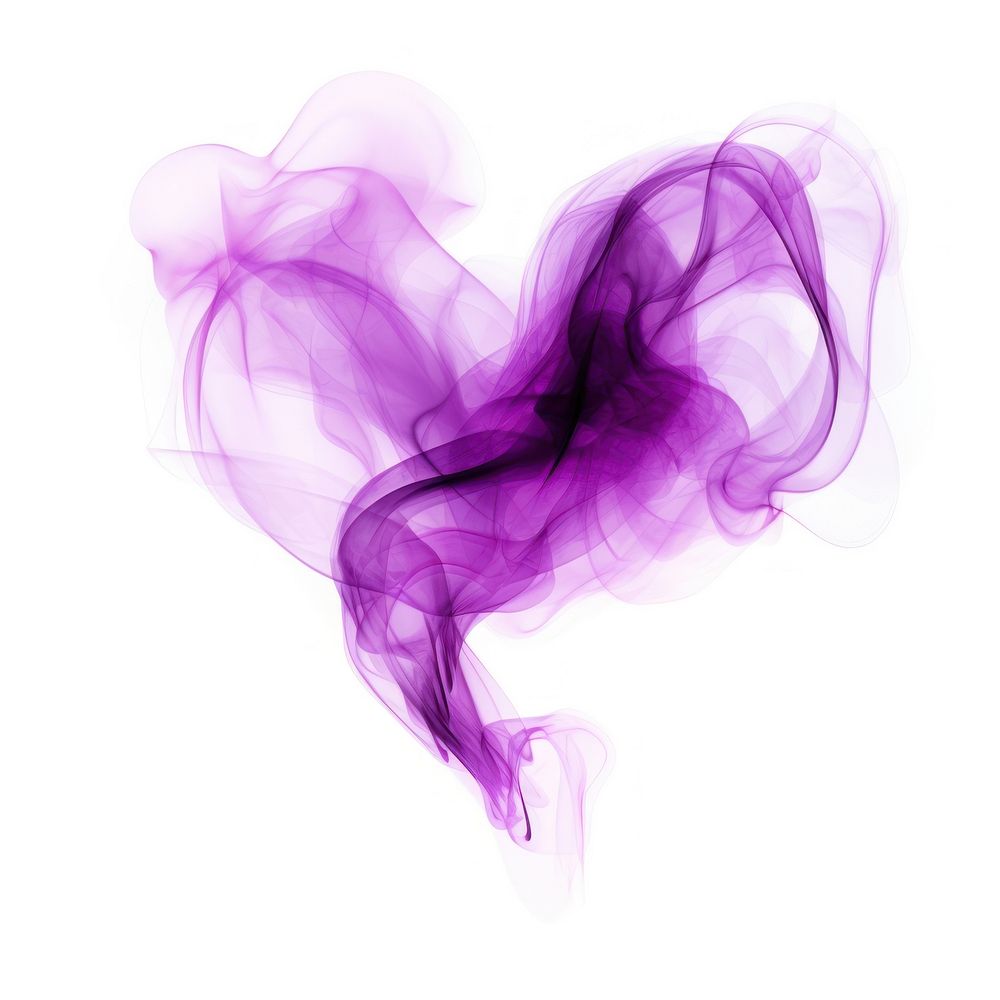 Abstract smoke of heart purple backgrounds white background.