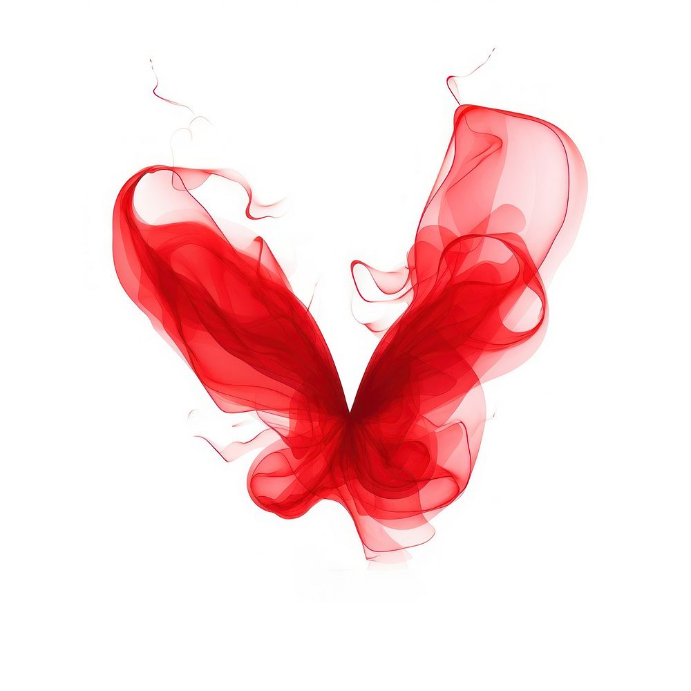 Abstract smoke of butterfly red white background creativity.