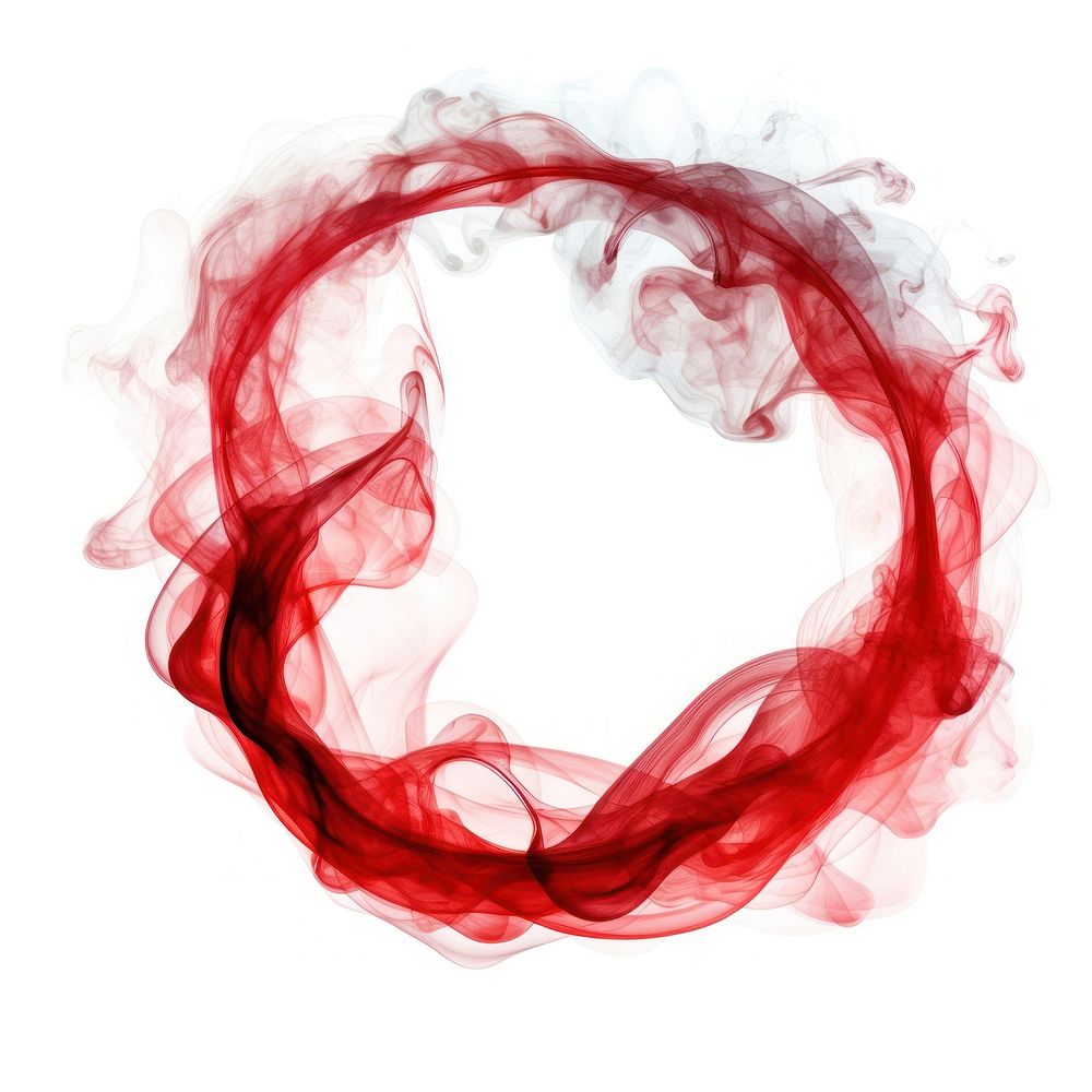 Abstract smoke of ring shape red white background.