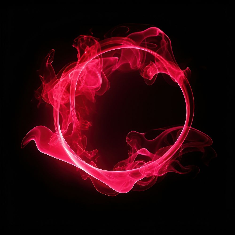 Abstract smoke of ring shape red illuminated.