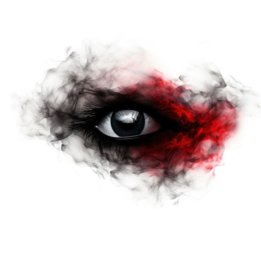 Abstract smoke of storm red eye art.