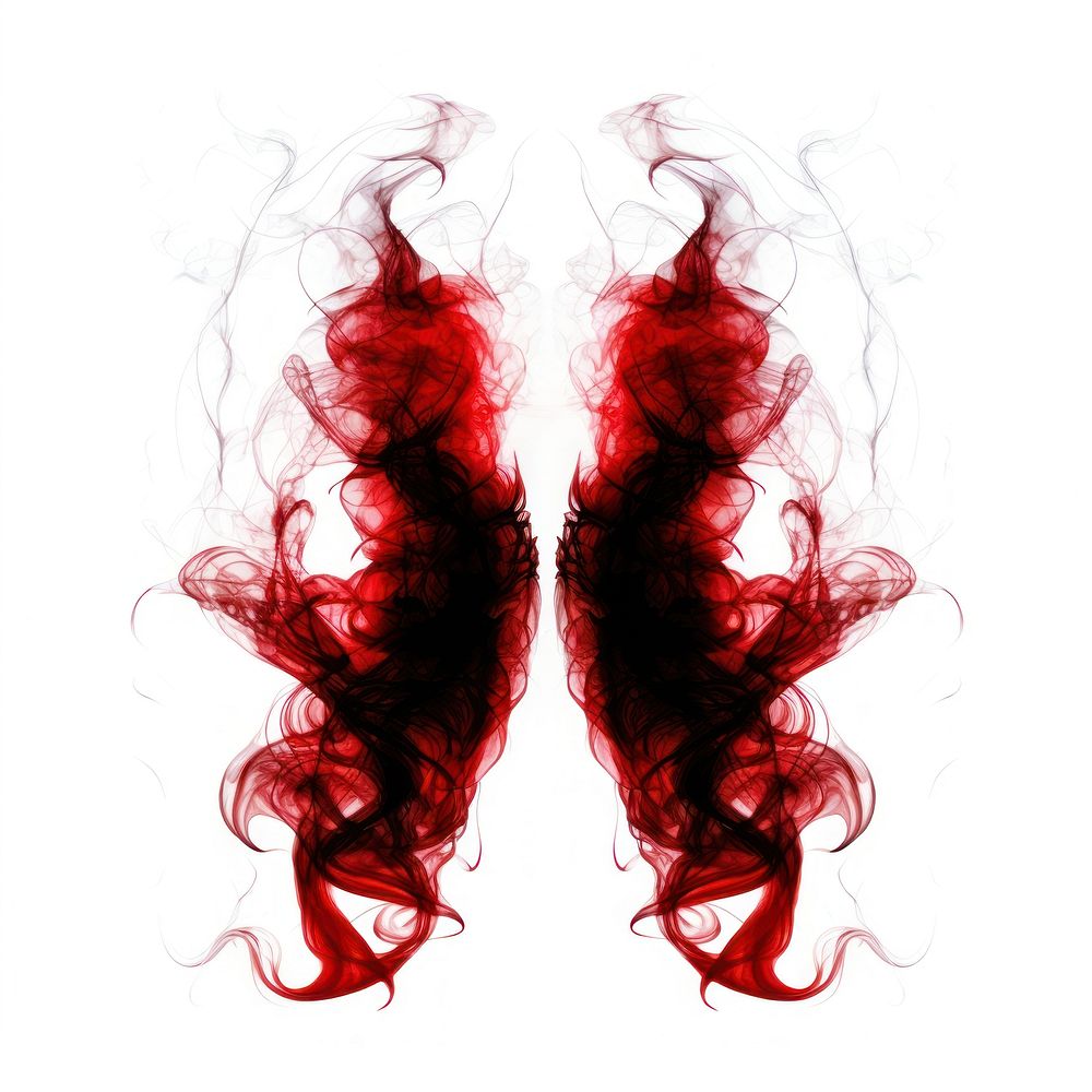 Abstract smoke of scorpion red white background tomography.