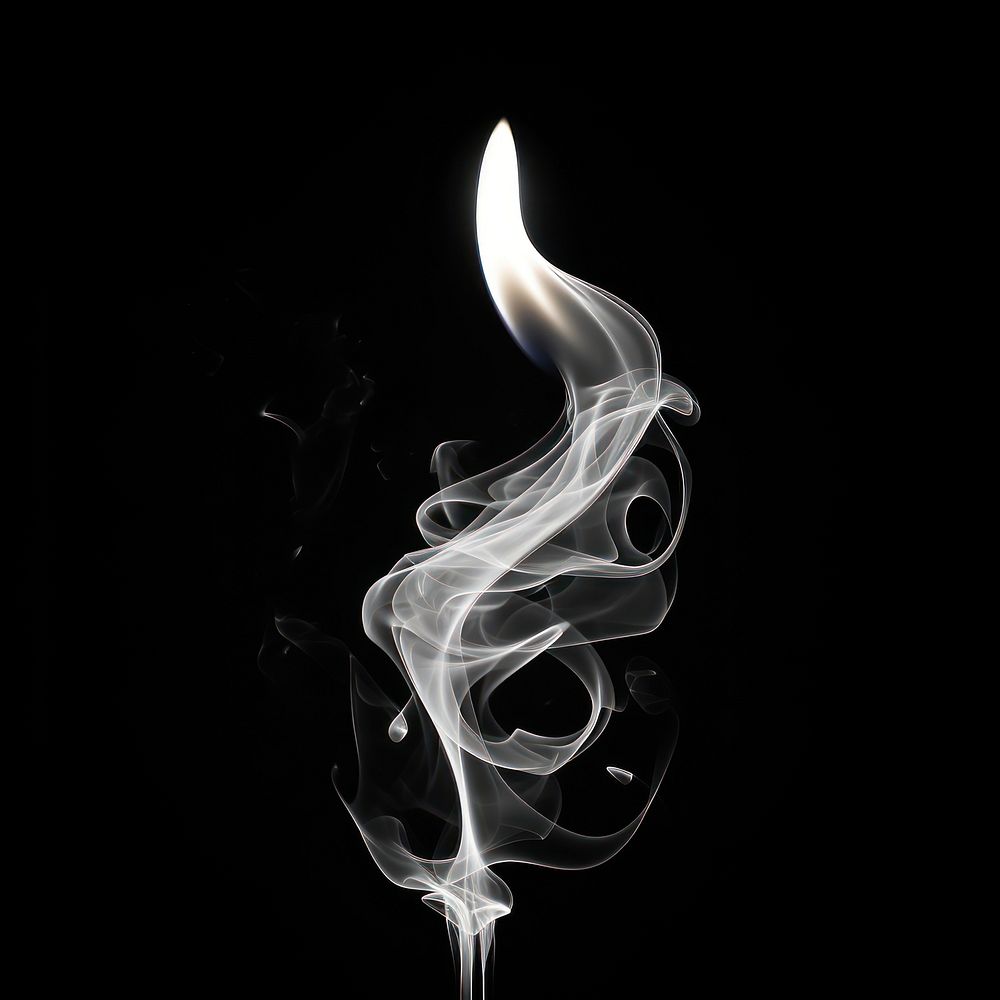 Abstract smoke of candle white fire illuminated.