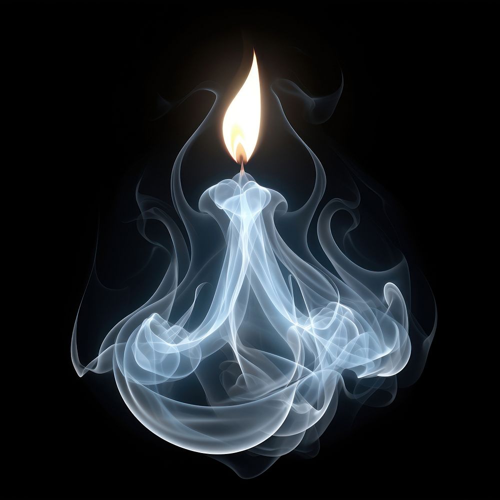 Abstract smoke of candle fire spirituality illuminated.