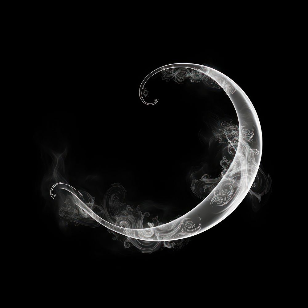 Abstract smoke of crescent shape moon monochrome.