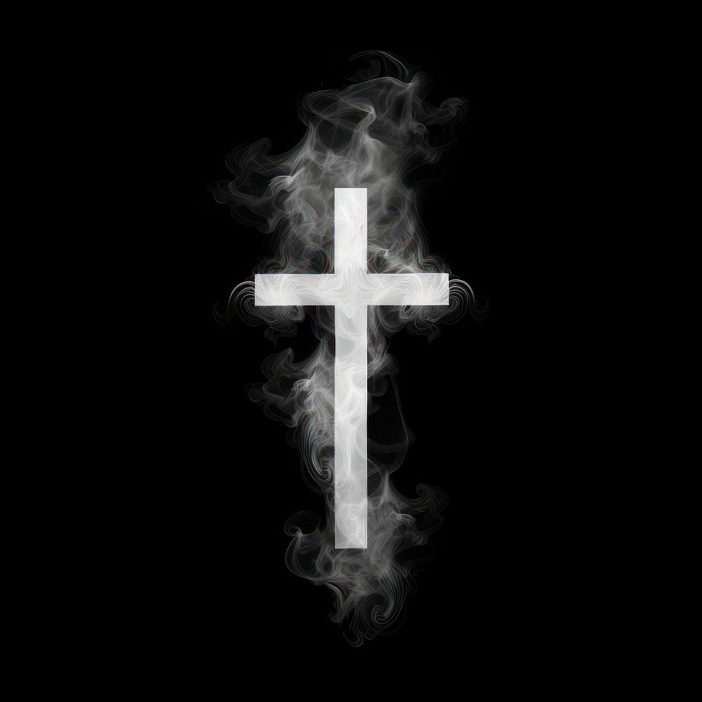 Abstract smoke of cross symbol white spirituality.