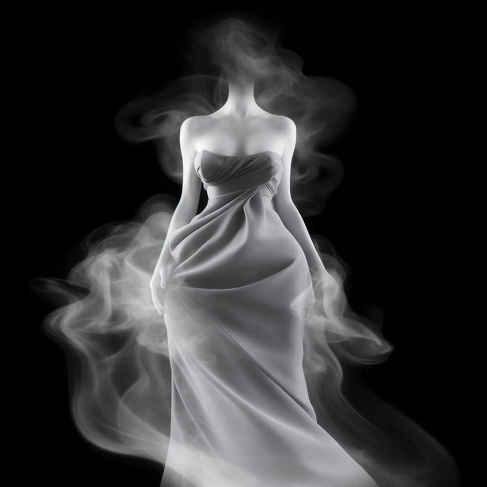 Abstract smoke of dress fashion white adult.