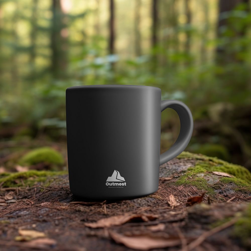 Black mug mockup psd