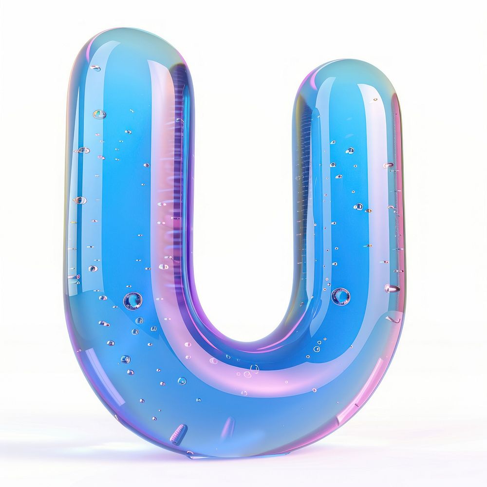 Letter U number symbol blue.