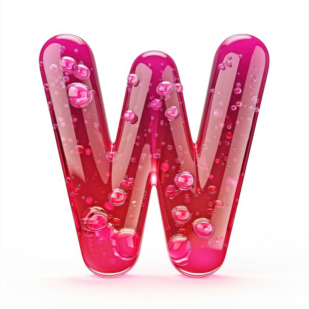 Letter W pink red white background.