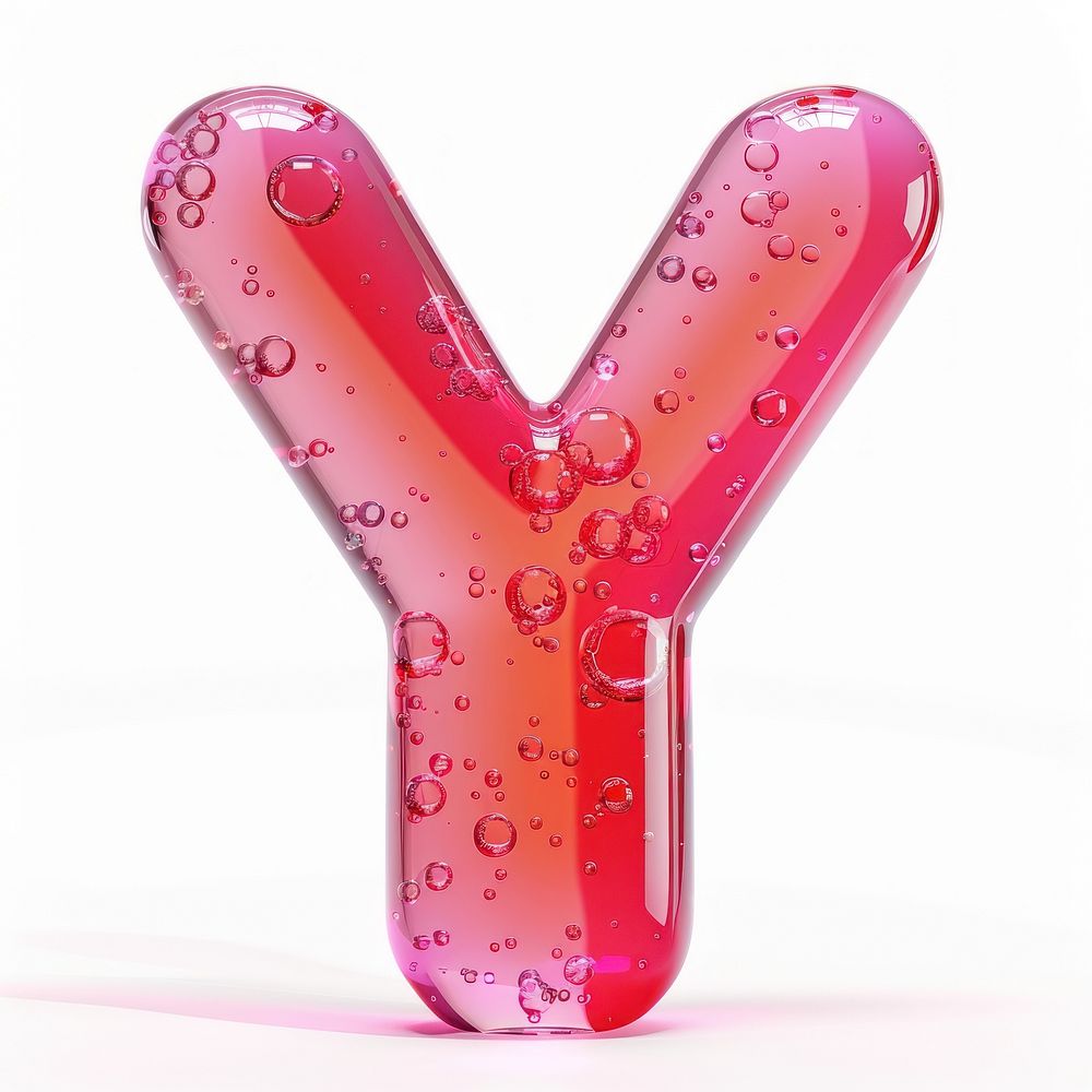 Letter Y pink red white background.