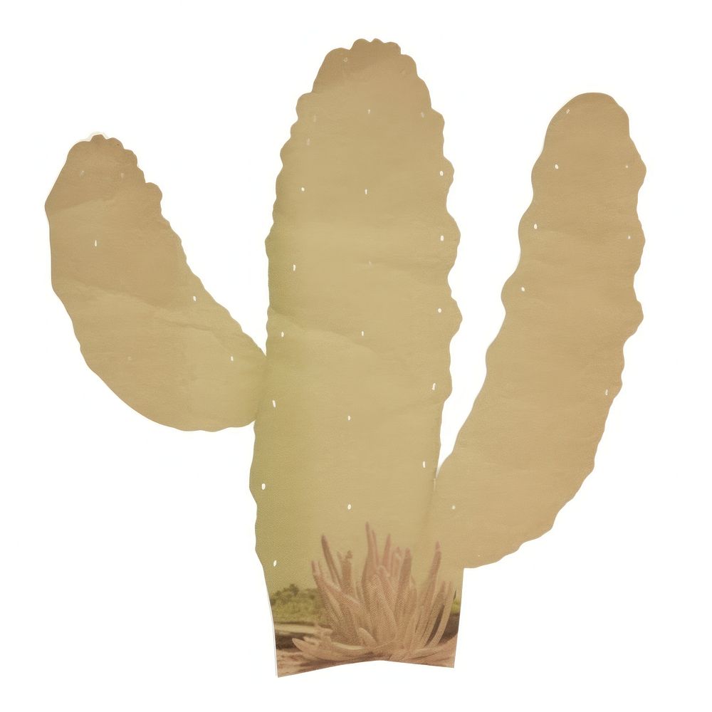 Cactus shape ripped paper plant white background nature.