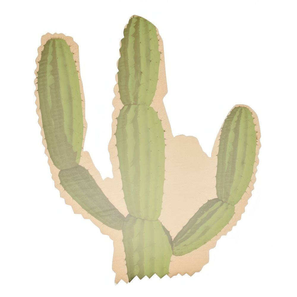 Cactus shape ripped paper plant white background pattern.