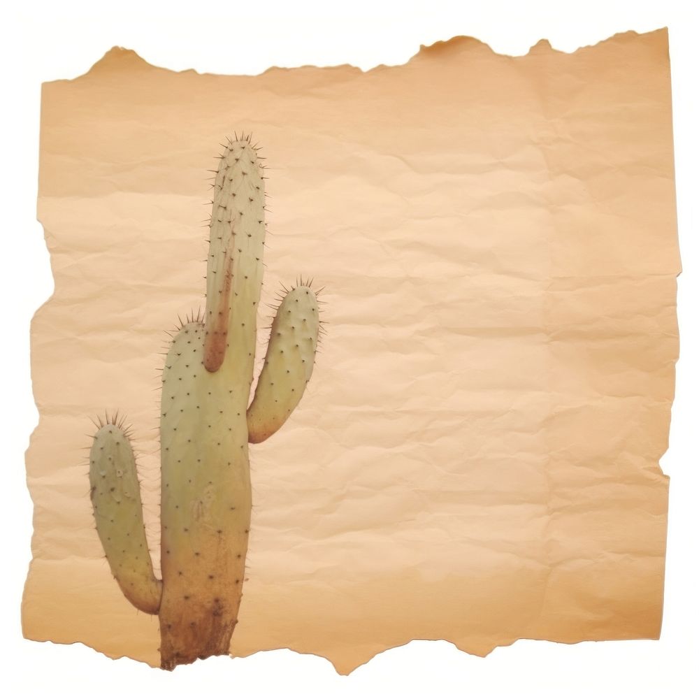 Cactus ripped paper backgrounds plant white background.