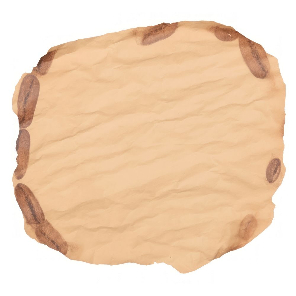 Coffee bean ripped paper white background textured crumpled.