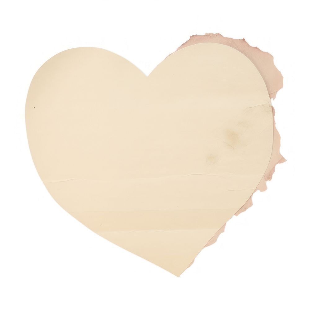 Heart ripped paper white background textured dishware.