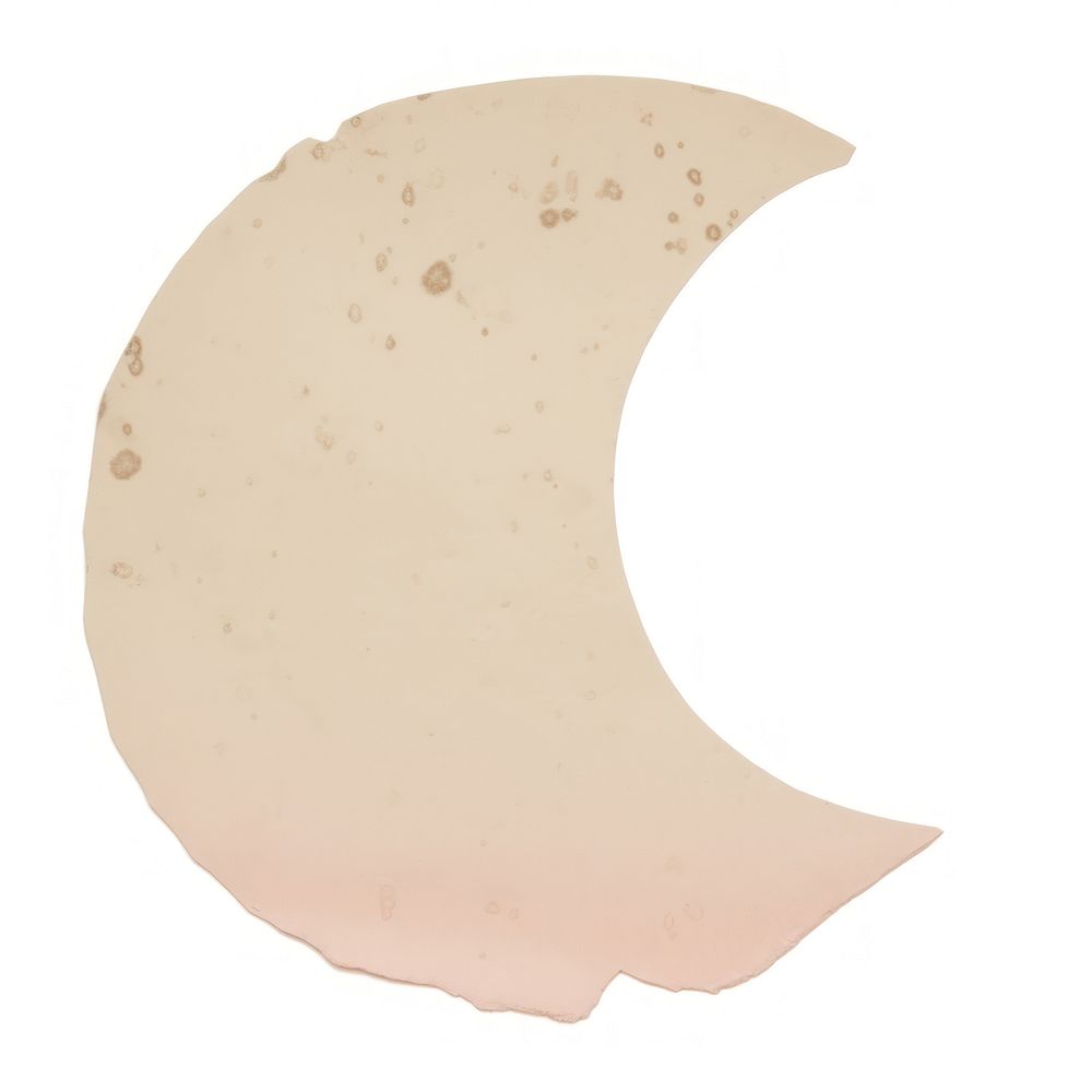 Moon shape ripped paper astronomy night white background.