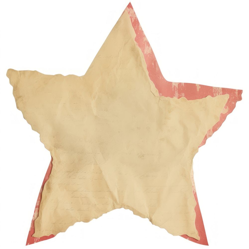 Star shape ripped paper white background starfish stained.