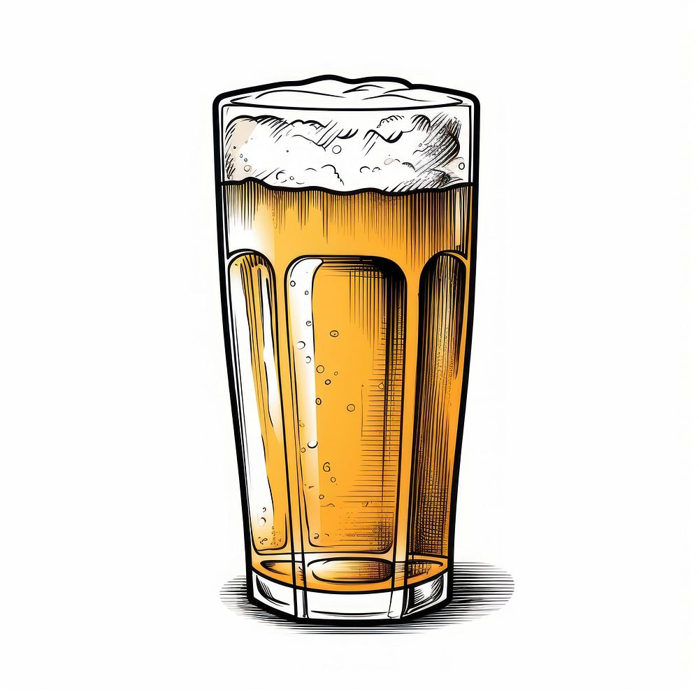 A cartoon-like drawing of a beer drink lager glass.