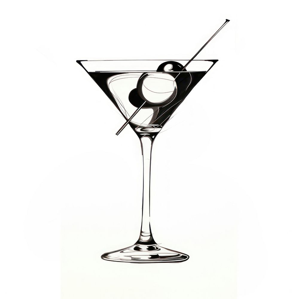 A cartoon-like drawing of a cocktail martini drink glass.