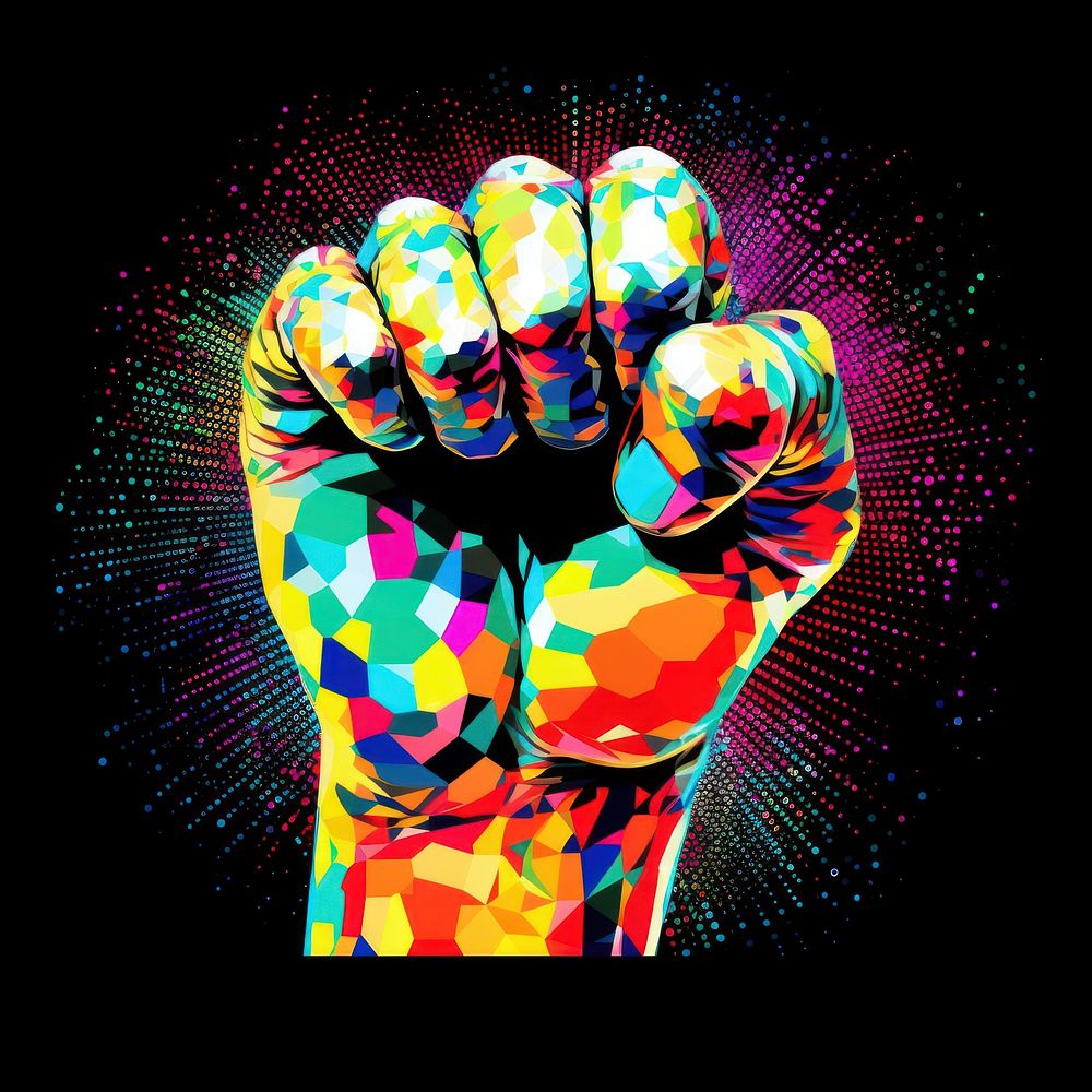A fist art graphics purple.