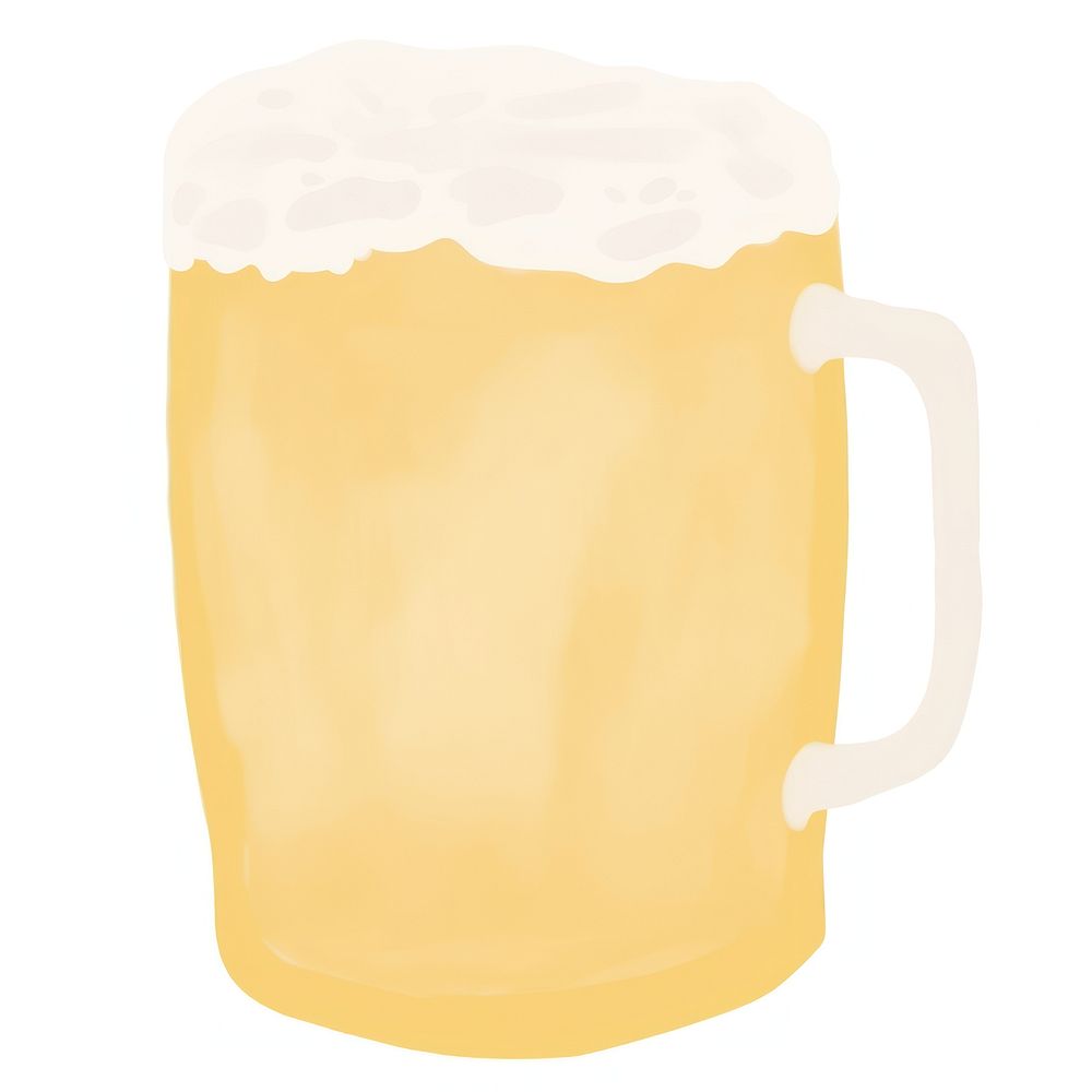 Hand drawn a beer in kid illustration book style drink glass cup.